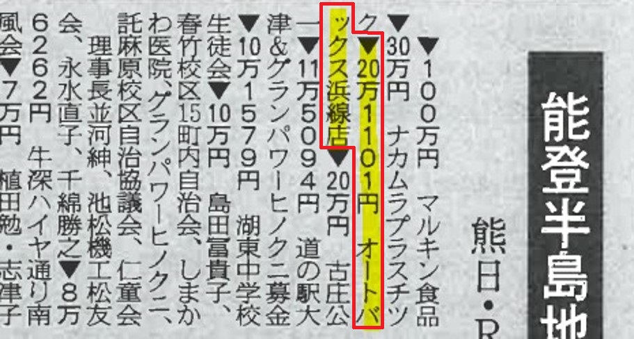 能登半島地震に寄付