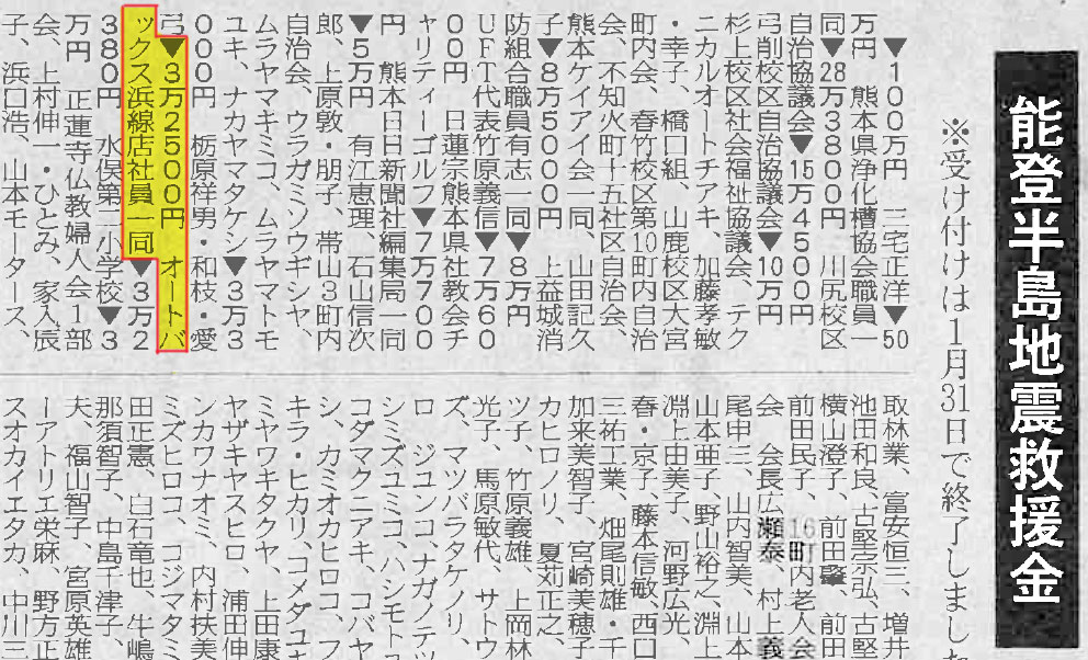 能登半島地震に寄付